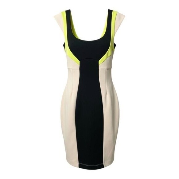 *New French Connection Lolostretch color block dress Bodycon Pencil US2 FR34 UK6 - Picture 1 of 8